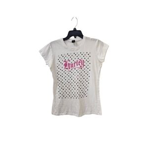 Hurley Vintage y2k Top White Black Pink Juniors XL